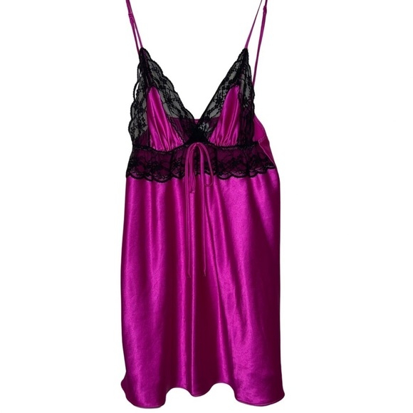 Victoria’s Secret Magenta and Lace Slip Dress Size Large - Picture 1 of 9